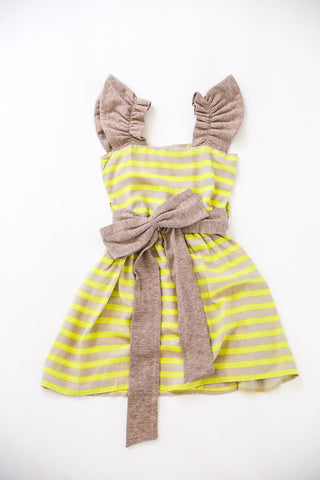 Yellow and Beige Striped Dress