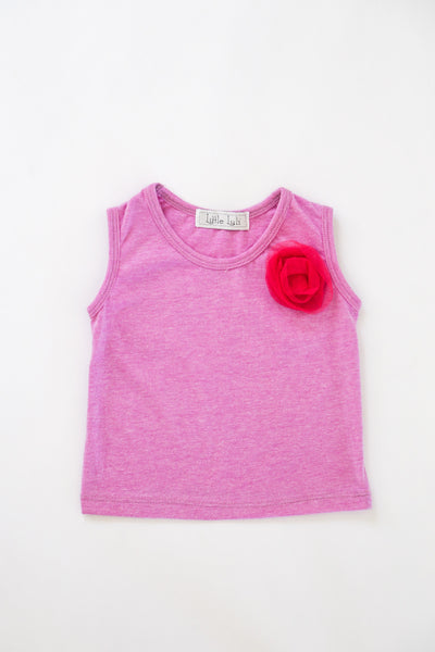 Pink Tanktop with Flower Tulle