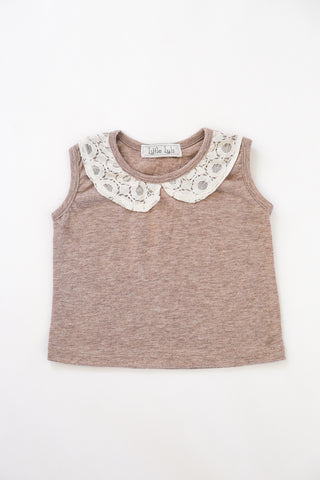 Beige Tanktop with Lace Collar